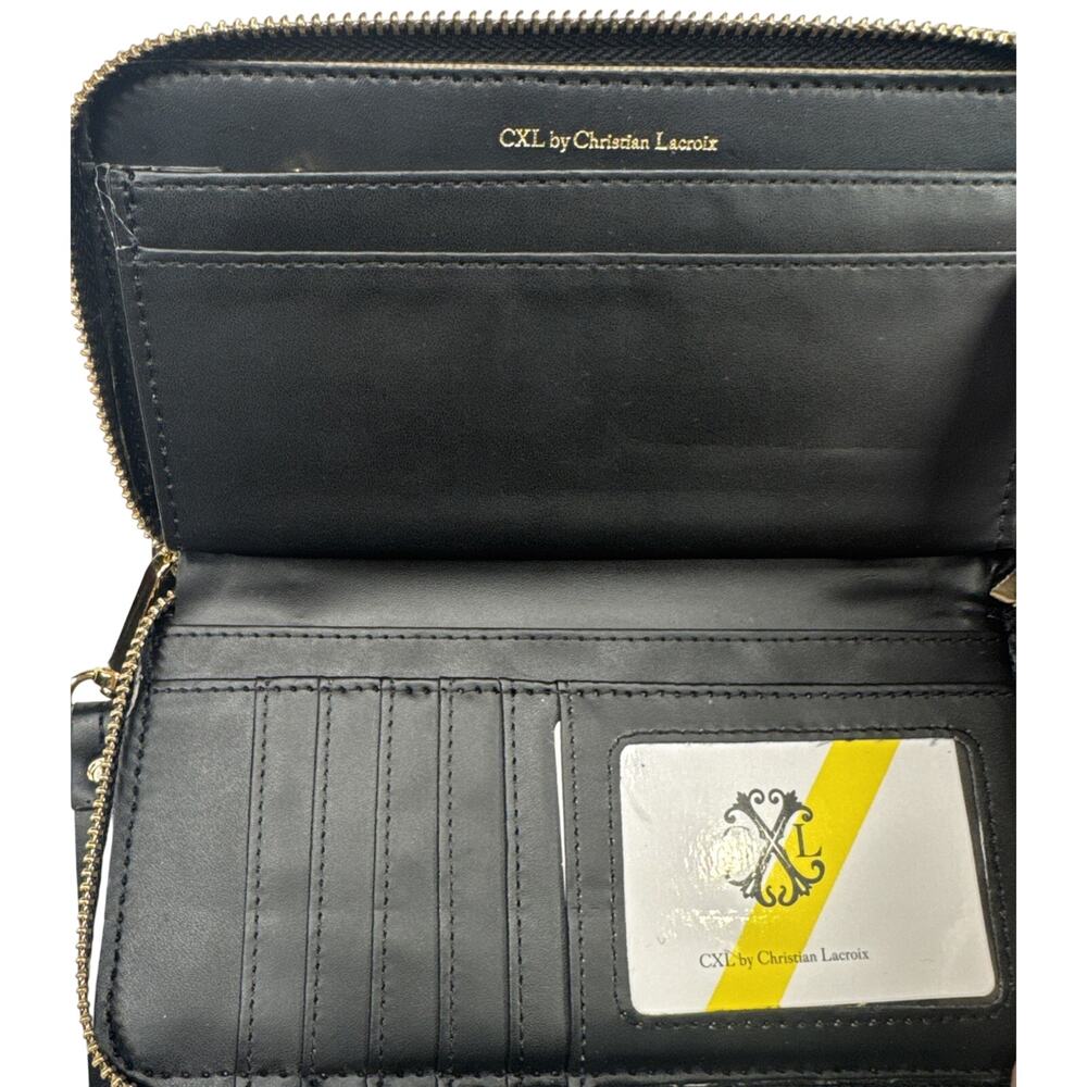 CXL by Christian Lacroix Black Faux Leather Zip Wristlet Wallet‎ New w/ Tags - Picture 3 of 12
